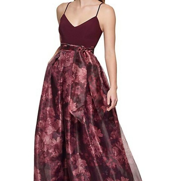 Floral Tulle Ballgown wine-colored size 8 - Picture 1 of 4